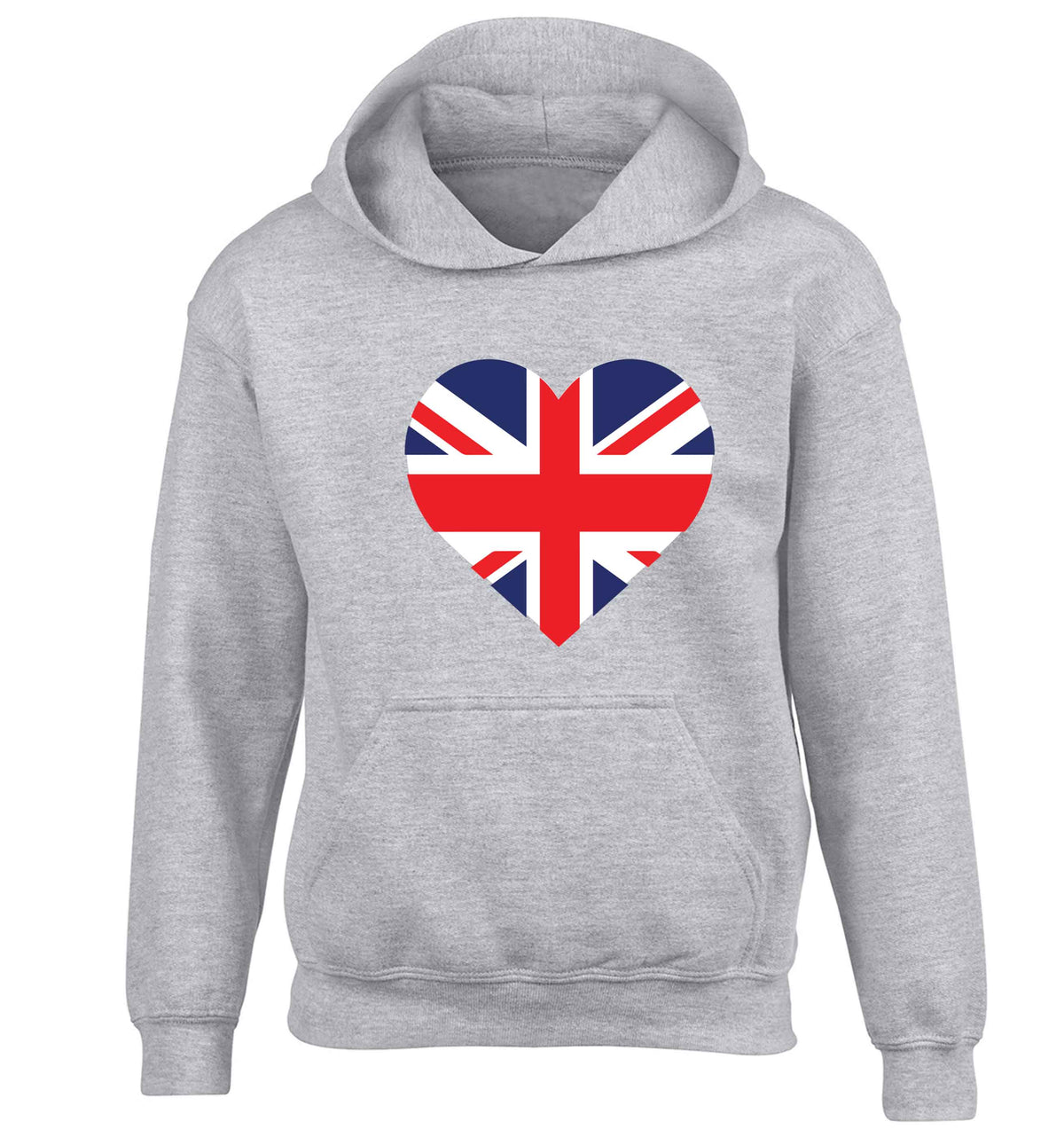 Union Jack Heart children's grey hoodie 12-13 Years