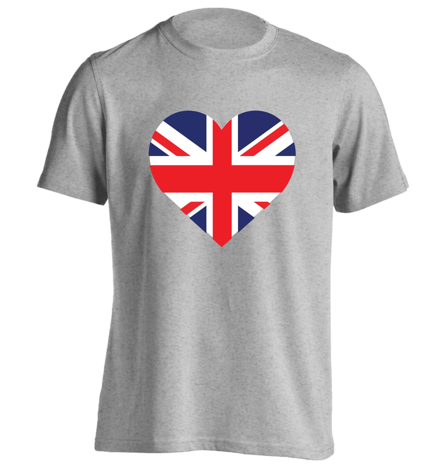 Union Jack Heart adults unisex grey Tshirt 2XL
