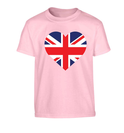 Union Jack Heart Children's light pink Tshirt 12-13 Years