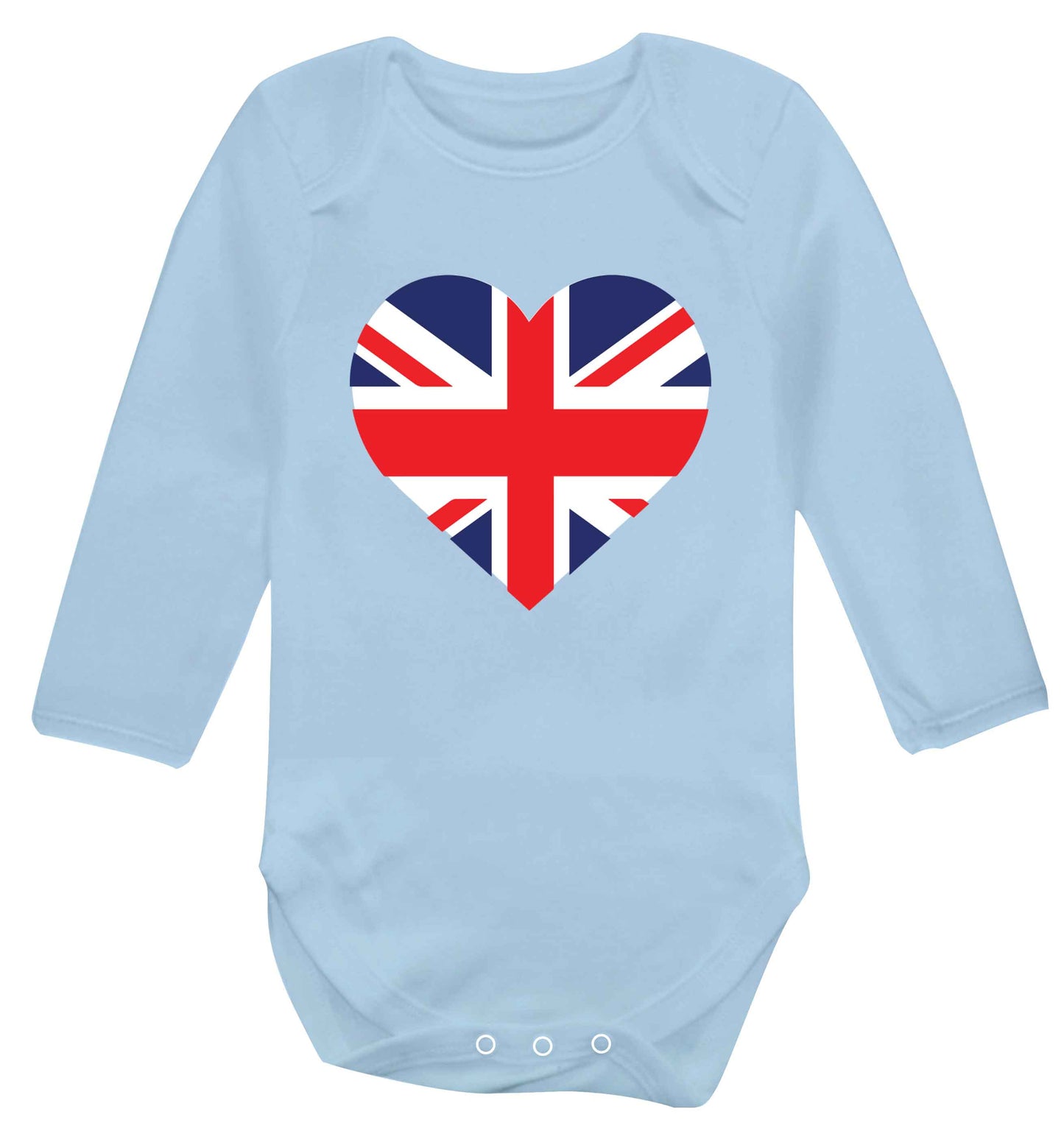 Union Jack Heart baby vest long sleeved pale blue 6-12 months