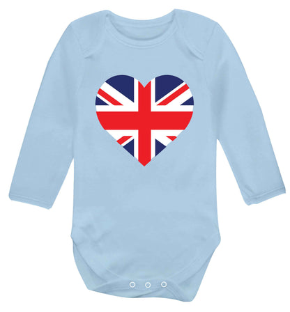 Union Jack Heart baby vest long sleeved pale blue 6-12 months
