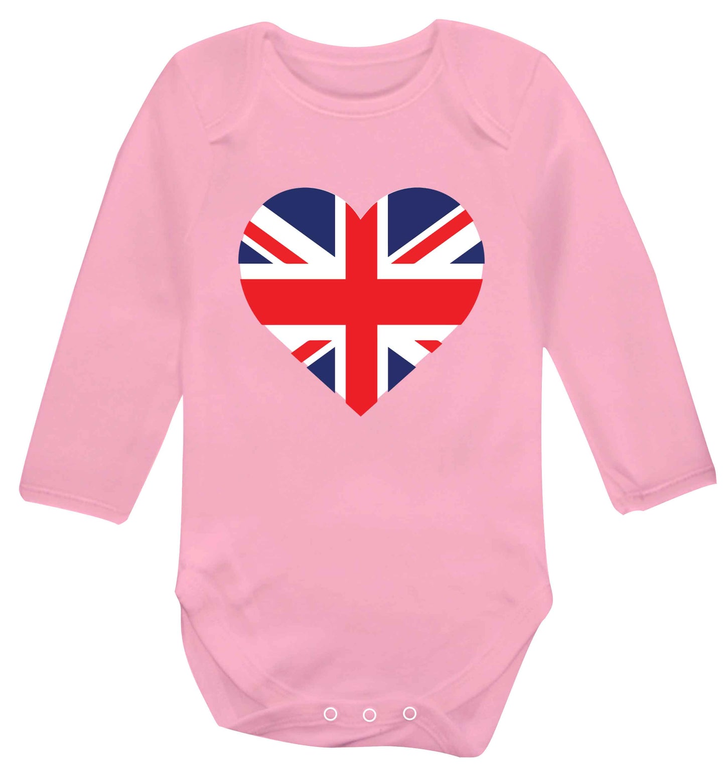 Union Jack Heart baby vest long sleeved pale pink 6-12 months