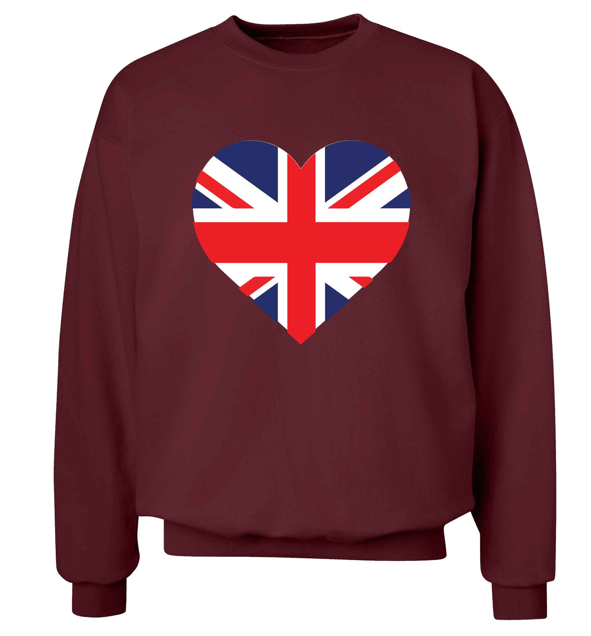 Union Jack Heart adult's unisex maroon sweater 2XL