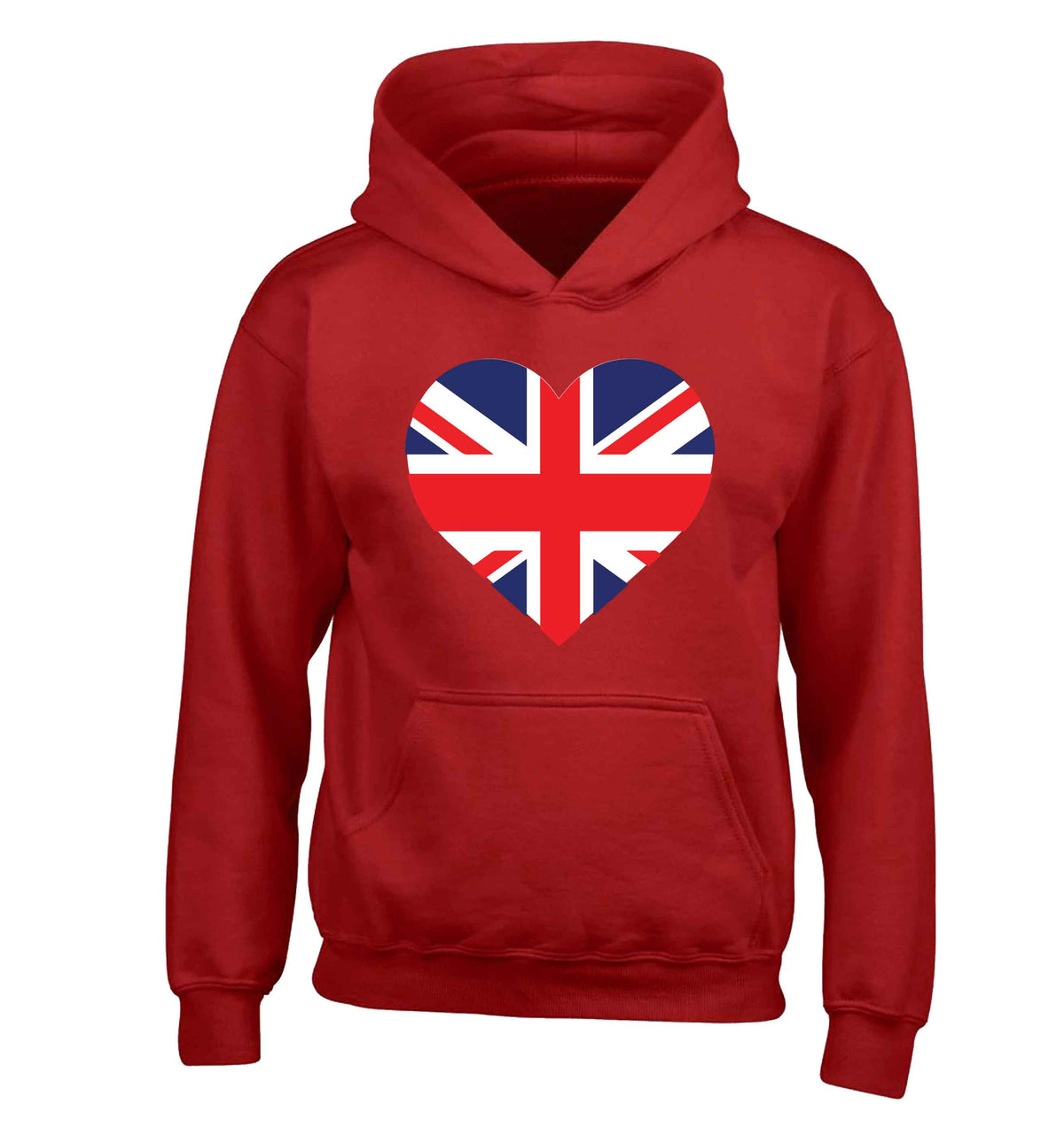 Union Jack Heart children's red hoodie 12-13 Years