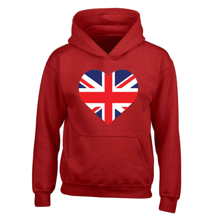 Union Jack Heart children's red hoodie 12-13 Years