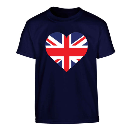 Union Jack Heart Children's navy Tshirt 12-13 Years