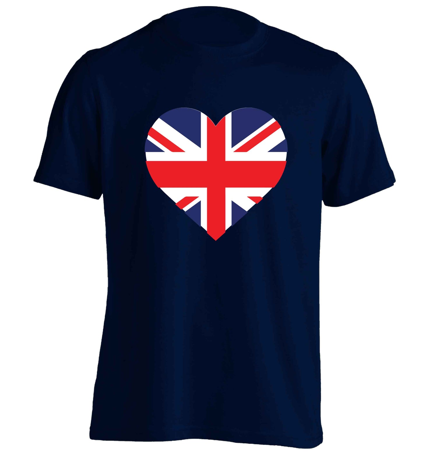 Union Jack Heart adults unisex navy Tshirt 2XL