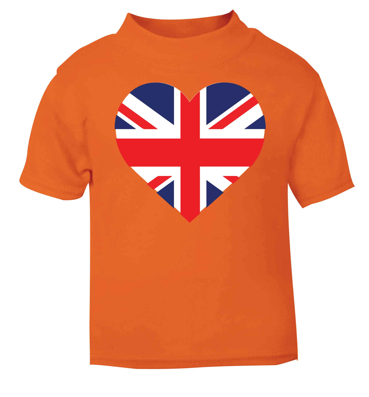 Union Jack Heart orange baby toddler Tshirt 2 Years