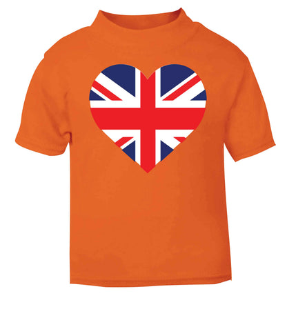 Union Jack Heart orange baby toddler Tshirt 2 Years