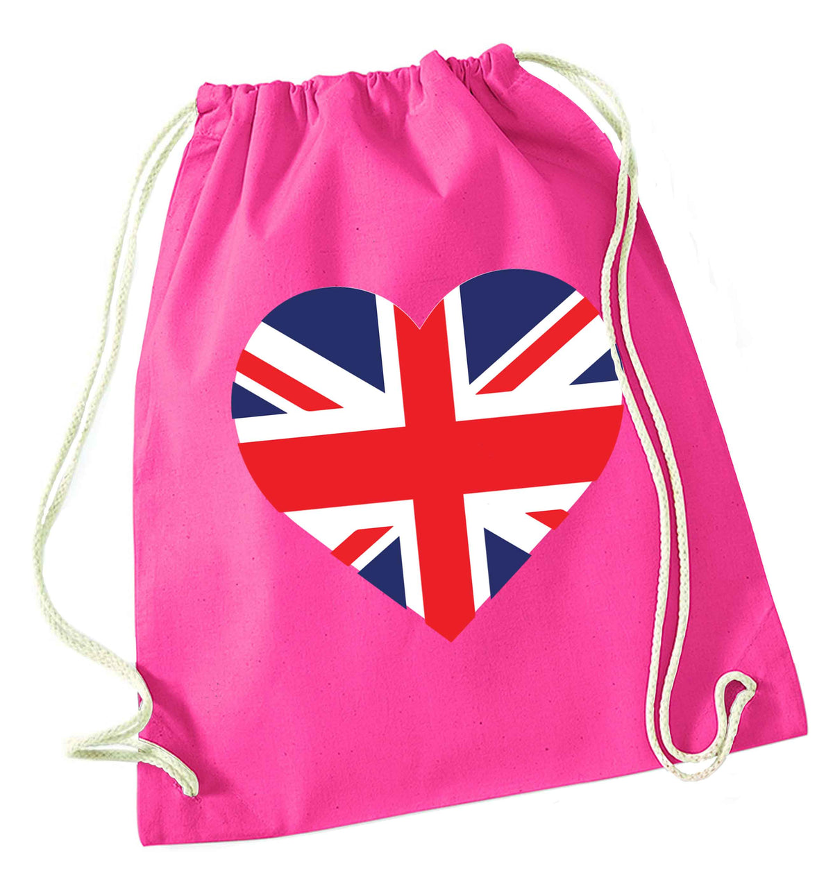 Union Jack Heart pink drawstring bag