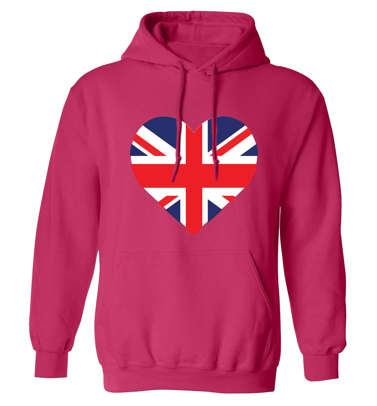 Union Jack Heart adults unisex pink hoodie 2XL