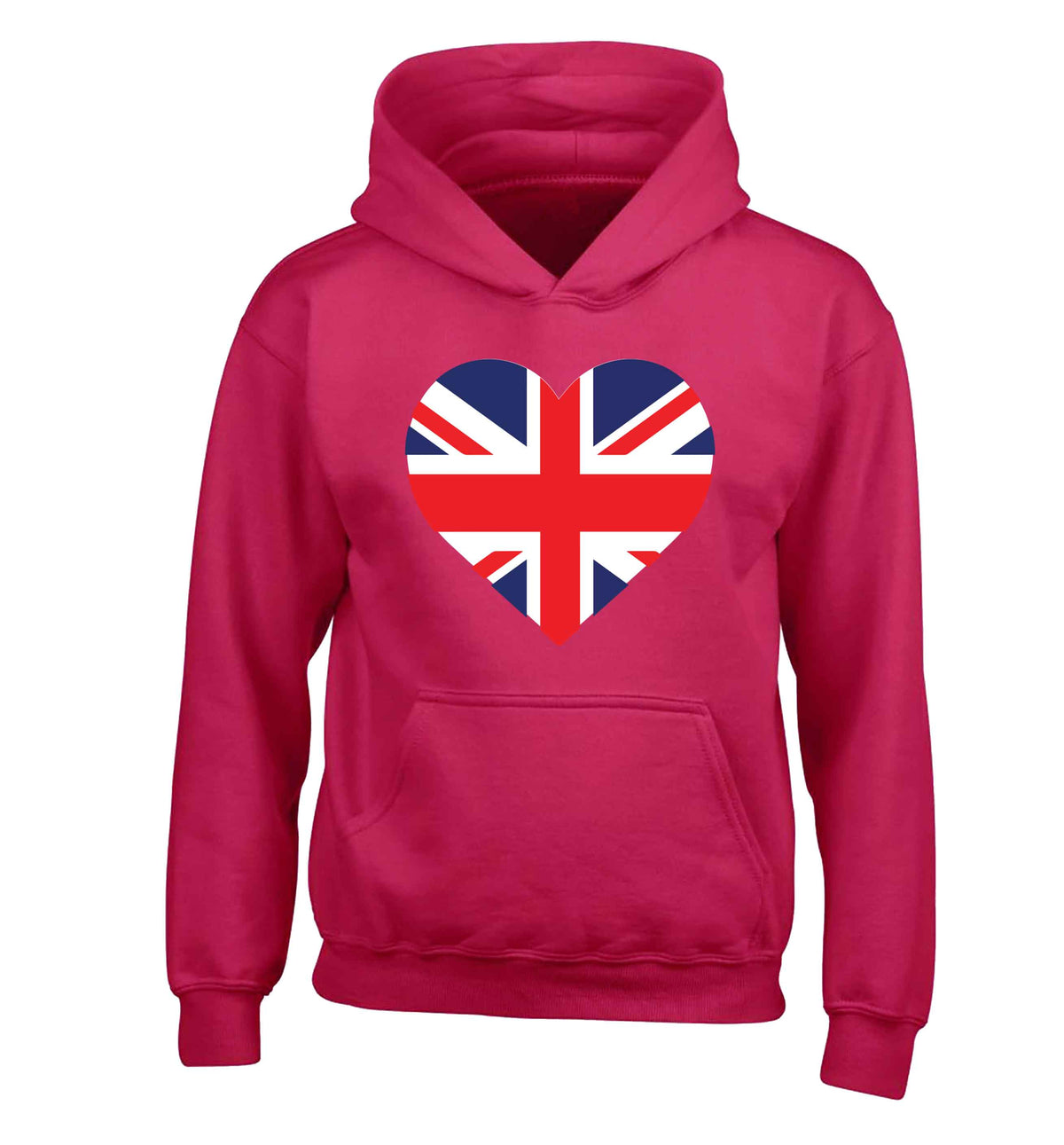 Union Jack Heart children's pink hoodie 12-13 Years