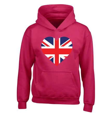 Union Jack Heart children's pink hoodie 12-13 Years