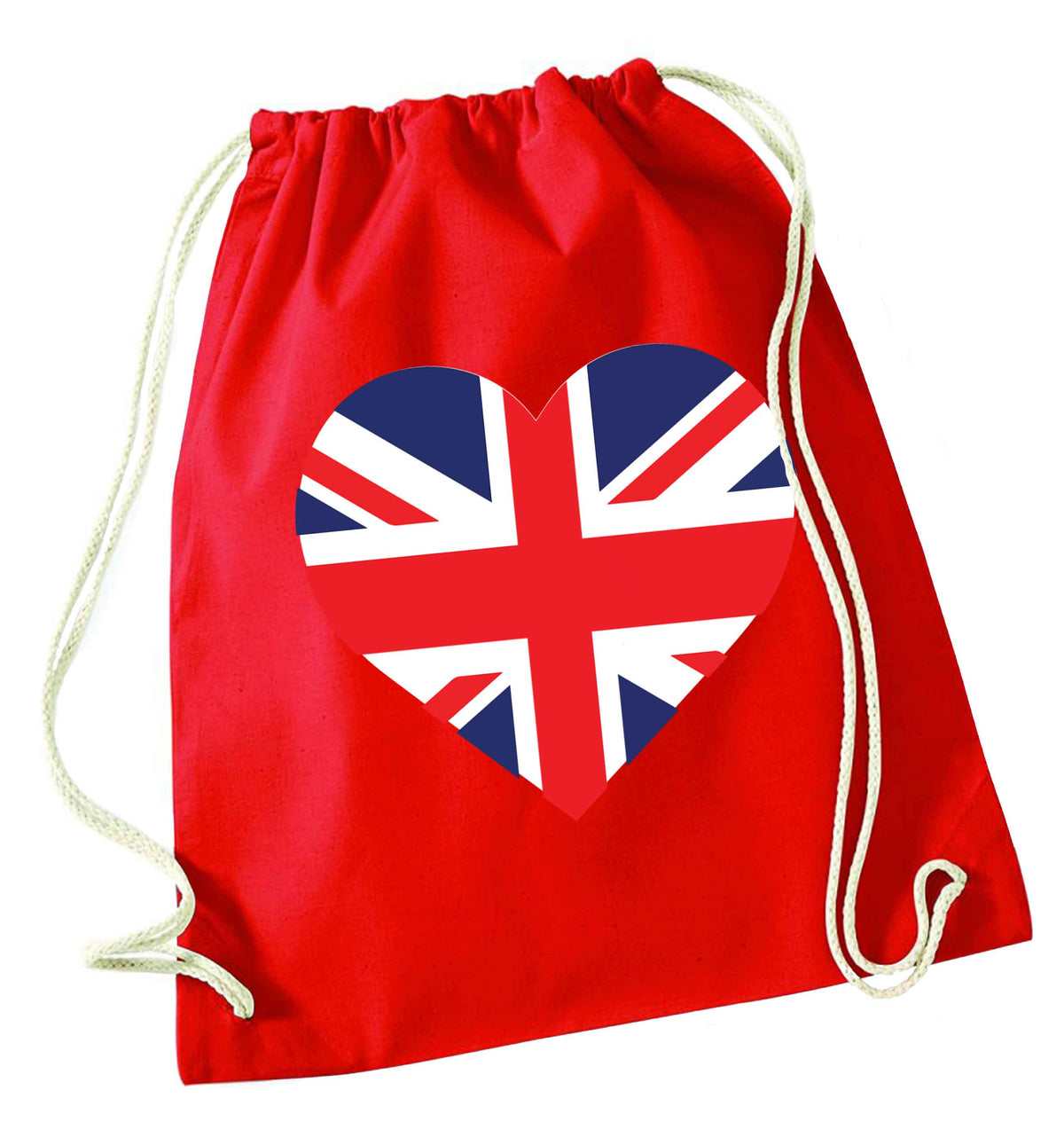 Union Jack Heart red drawstring bag 
