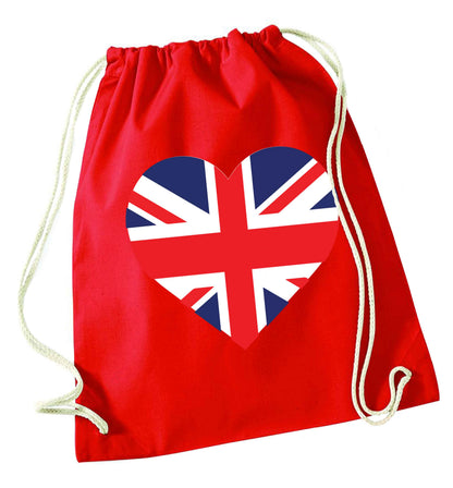 Union Jack Heart red drawstring bag 