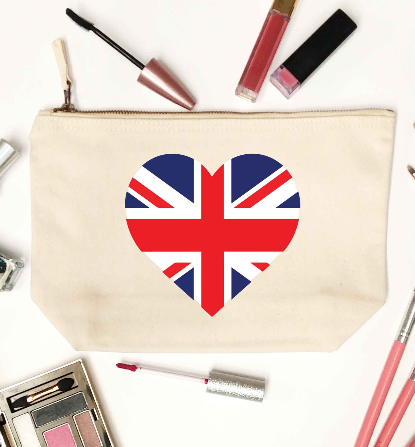 Union Jack Heart natural makeup bag