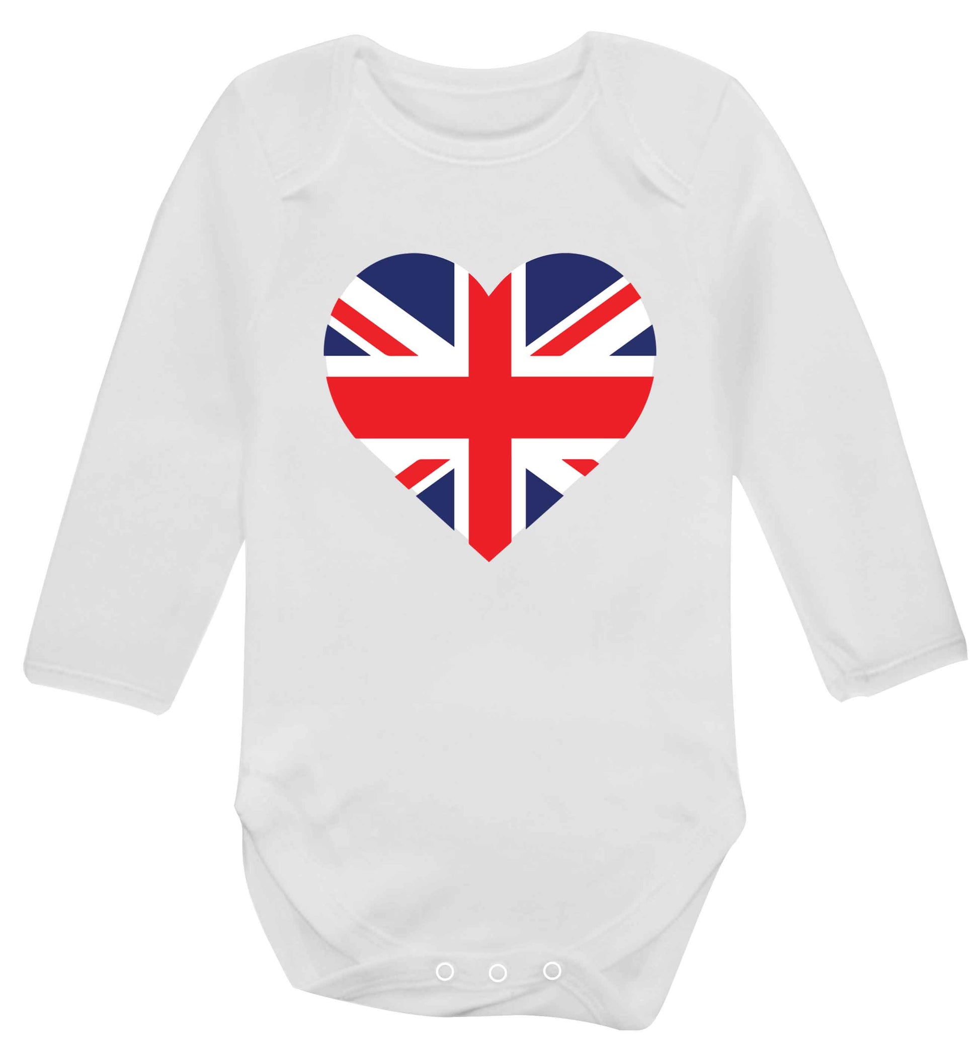 Union Jack Heart baby vest long sleeved white 6-12 months