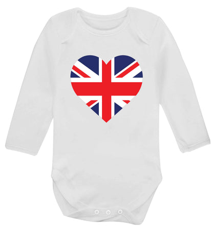 Union Jack Heart baby vest long sleeved white 6-12 months