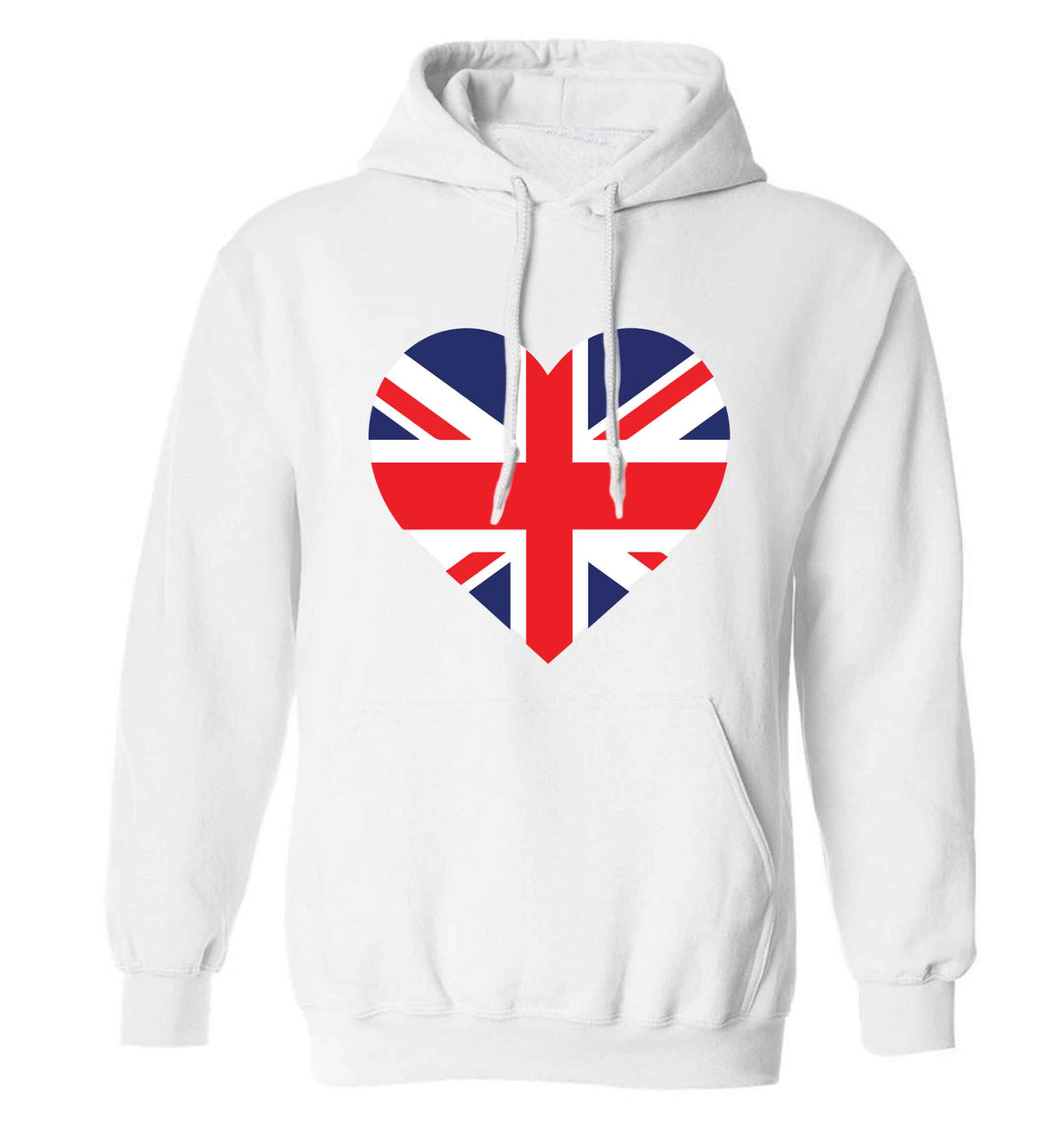 Union Jack Heart adults unisex white hoodie 2XL