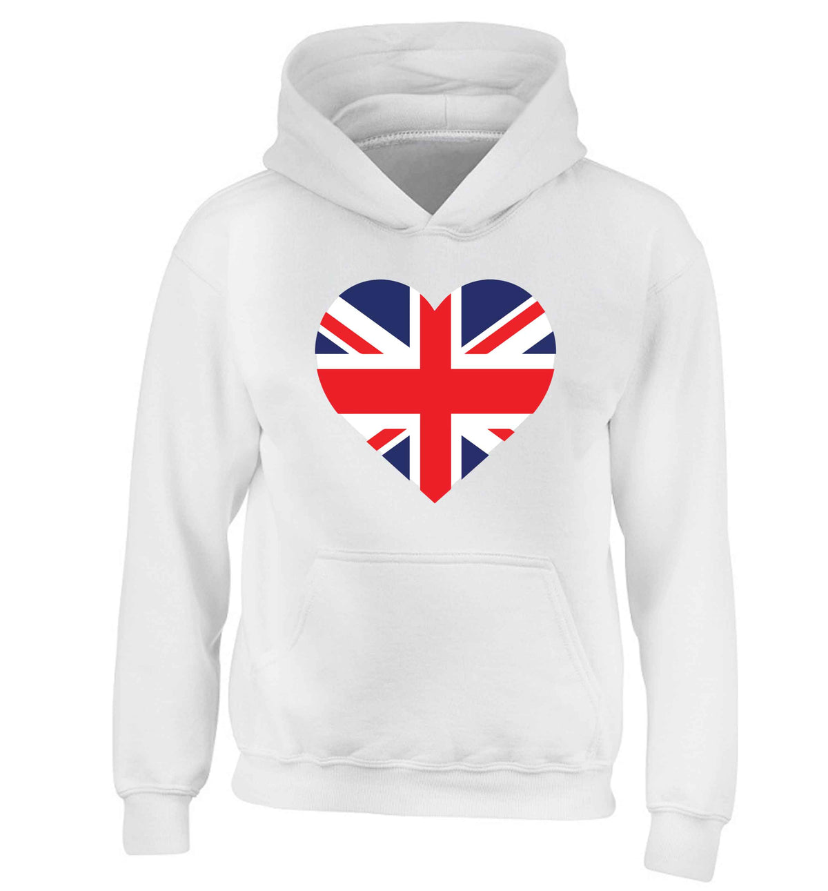 Union Jack Heart children's white hoodie 12-13 Years