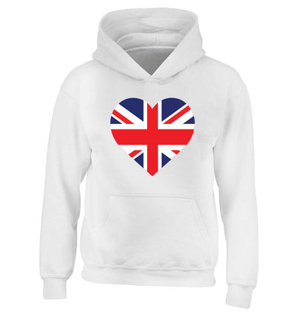 Union Jack Heart children's white hoodie 12-13 Years