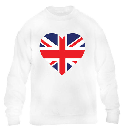Union Jack Heart children's white sweater 12-13 Years