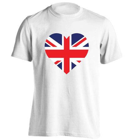 Union Jack Heart adults unisex white Tshirt 2XL