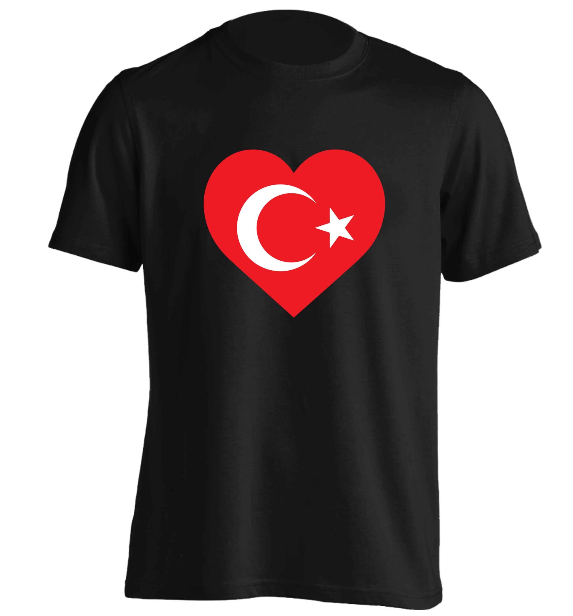Union Jack Heart adults unisex black Tshirt 2XL