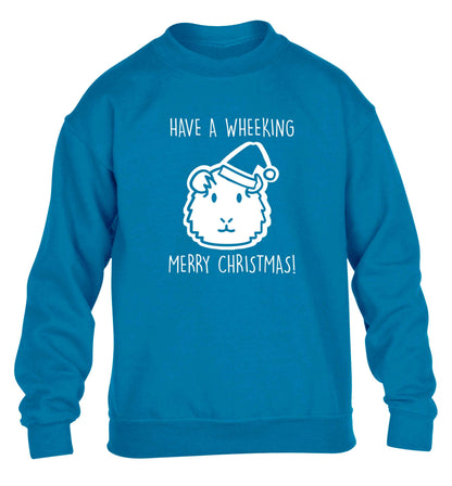 Have a wheeking merry Christmas children's blue sweater 12-13 Years