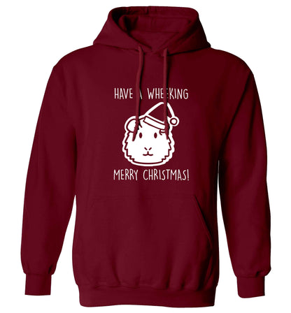 Have a wheeking merry Christmas adults unisex maroon hoodie 2XL
