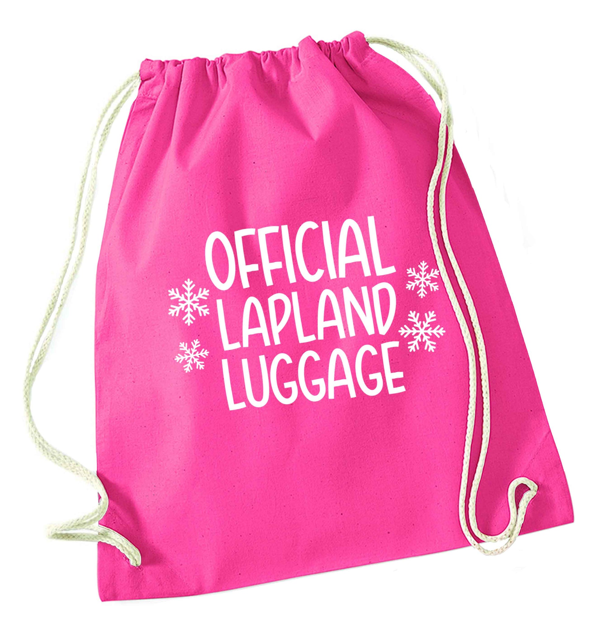 Official Lapland luggage pink drawstring bag