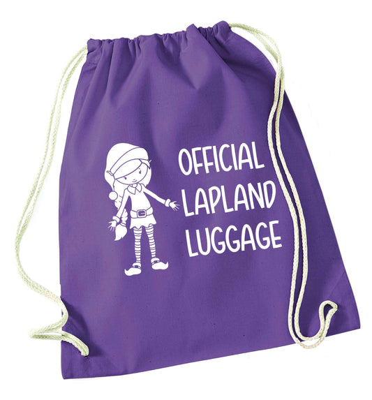 Official lapland luggage - Elf snowflake purple drawstring bag