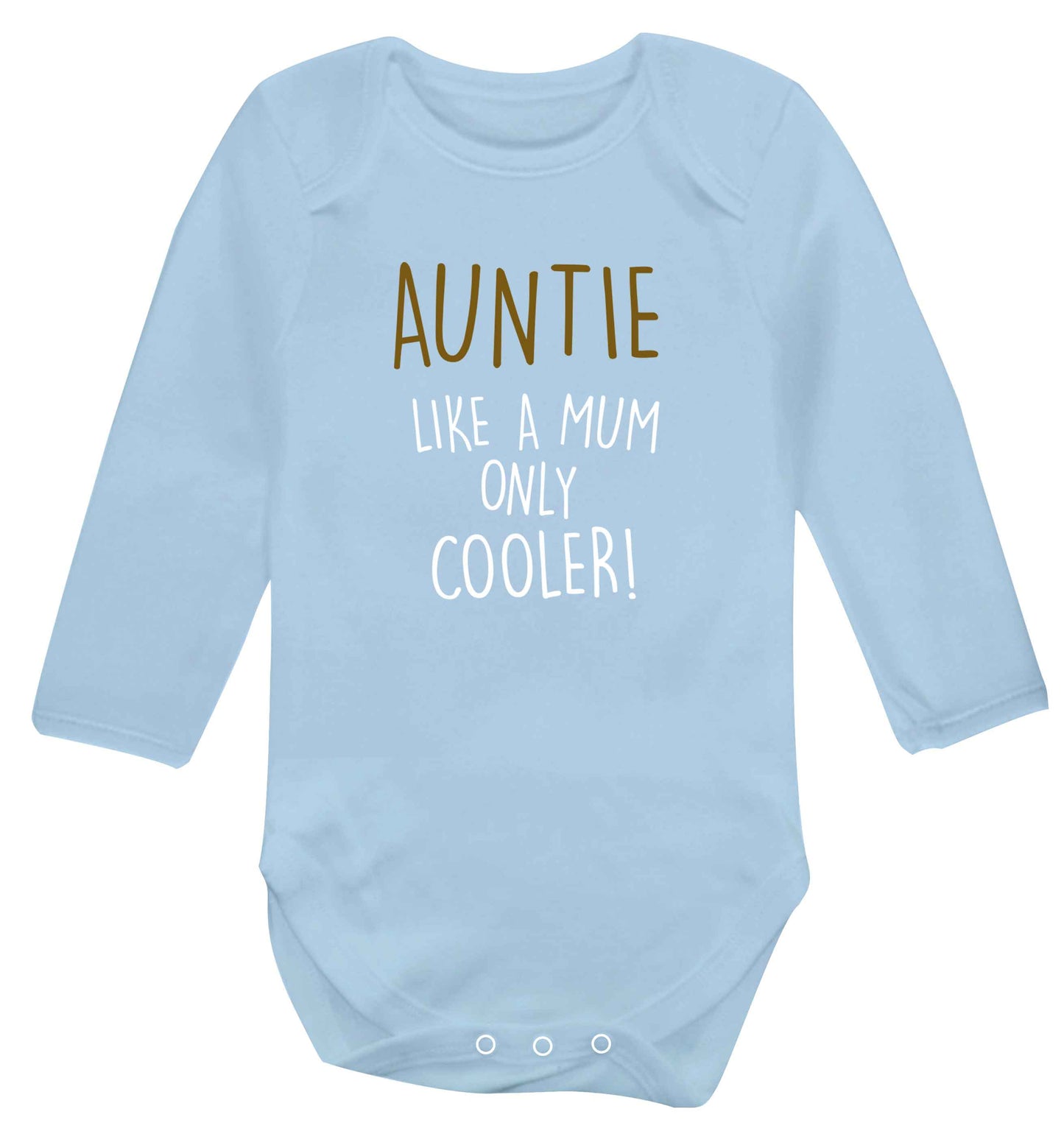 Auntie like a mum only cooler baby vest long sleeved pale blue 6-12 months