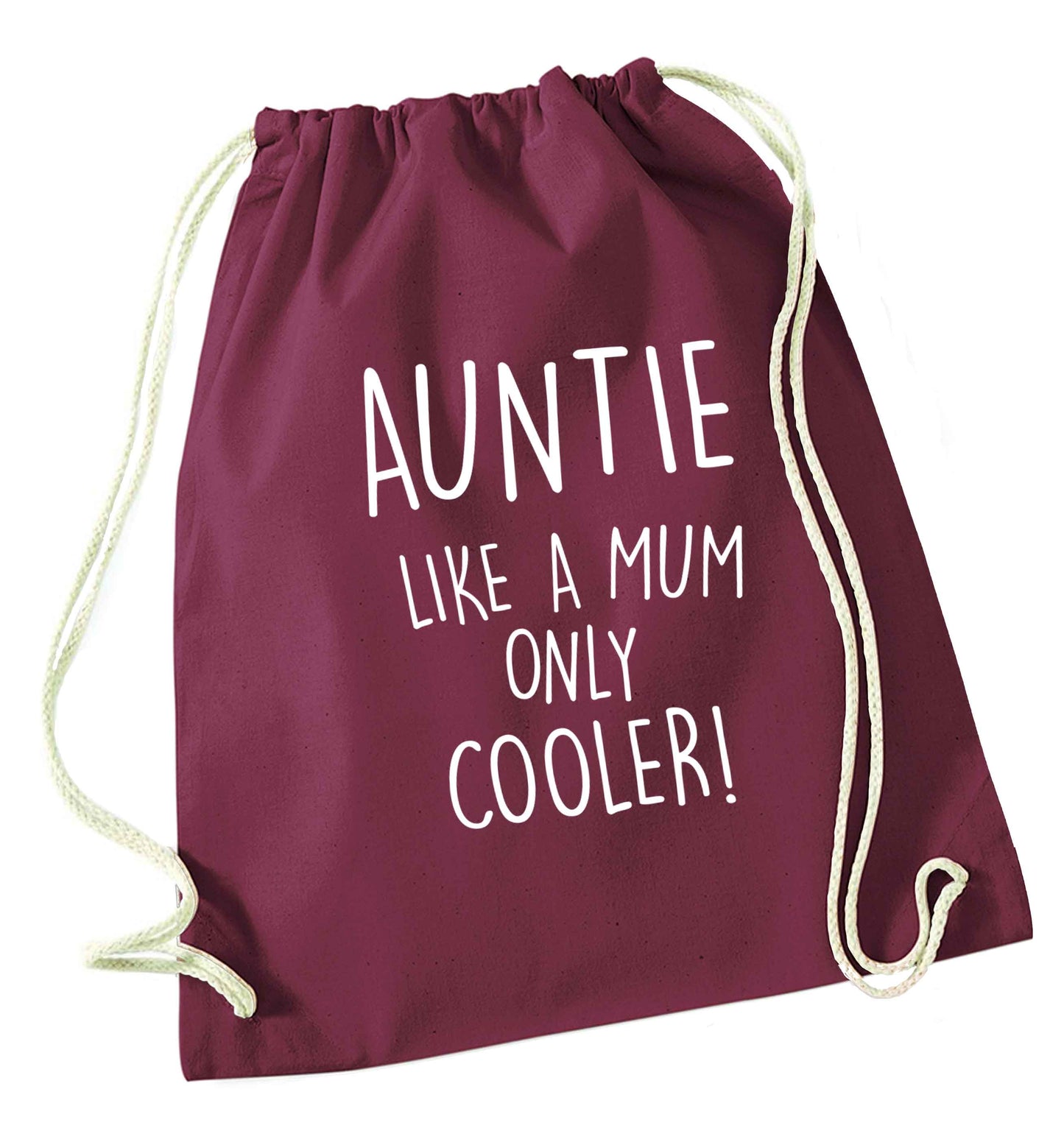 Auntie like a mum only cooler maroon drawstring bag