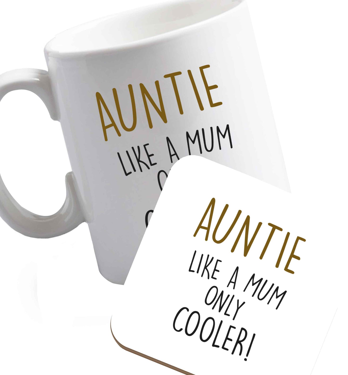10 oz Favourite Type Pan Pancake ceramic mug and coaster set right handed