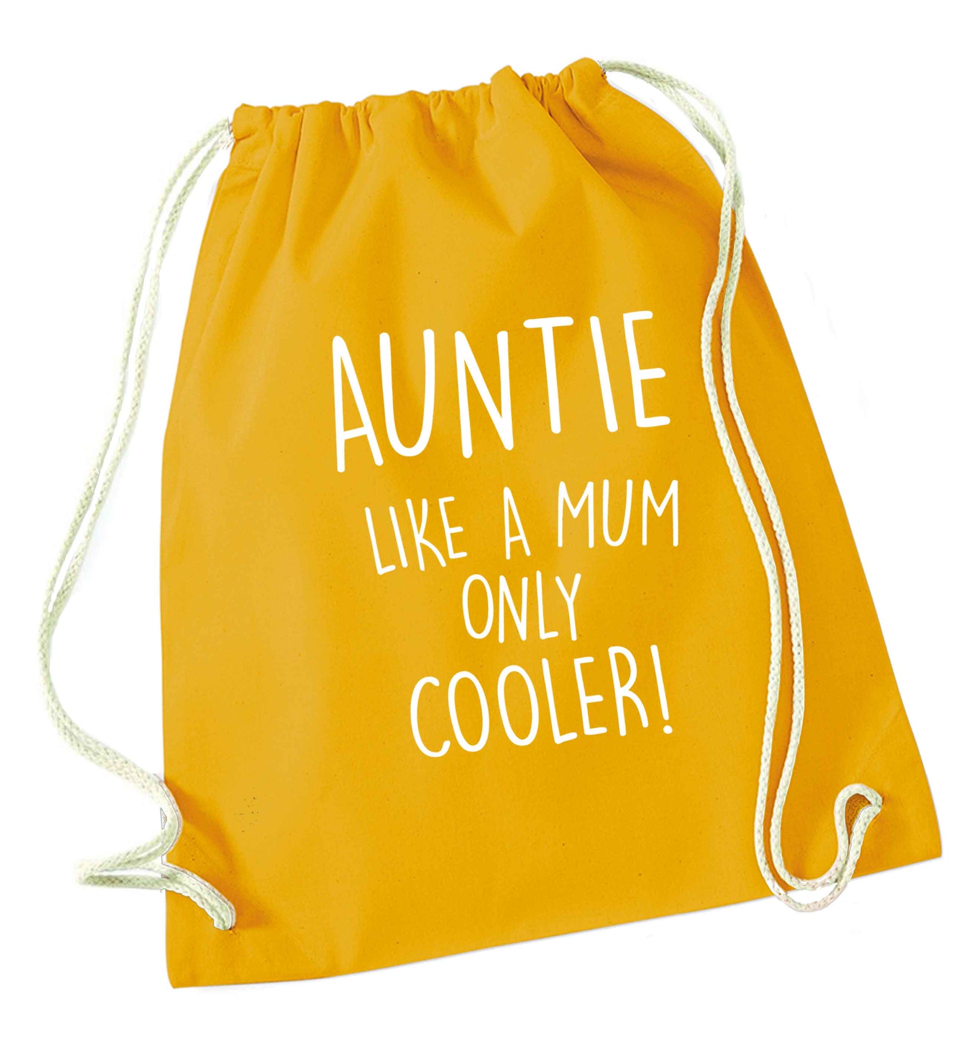 Auntie like a mum only cooler mustard drawstring bag