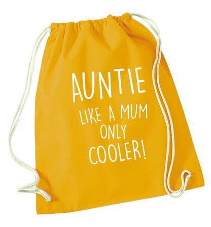 Auntie like a mum only cooler mustard drawstring bag