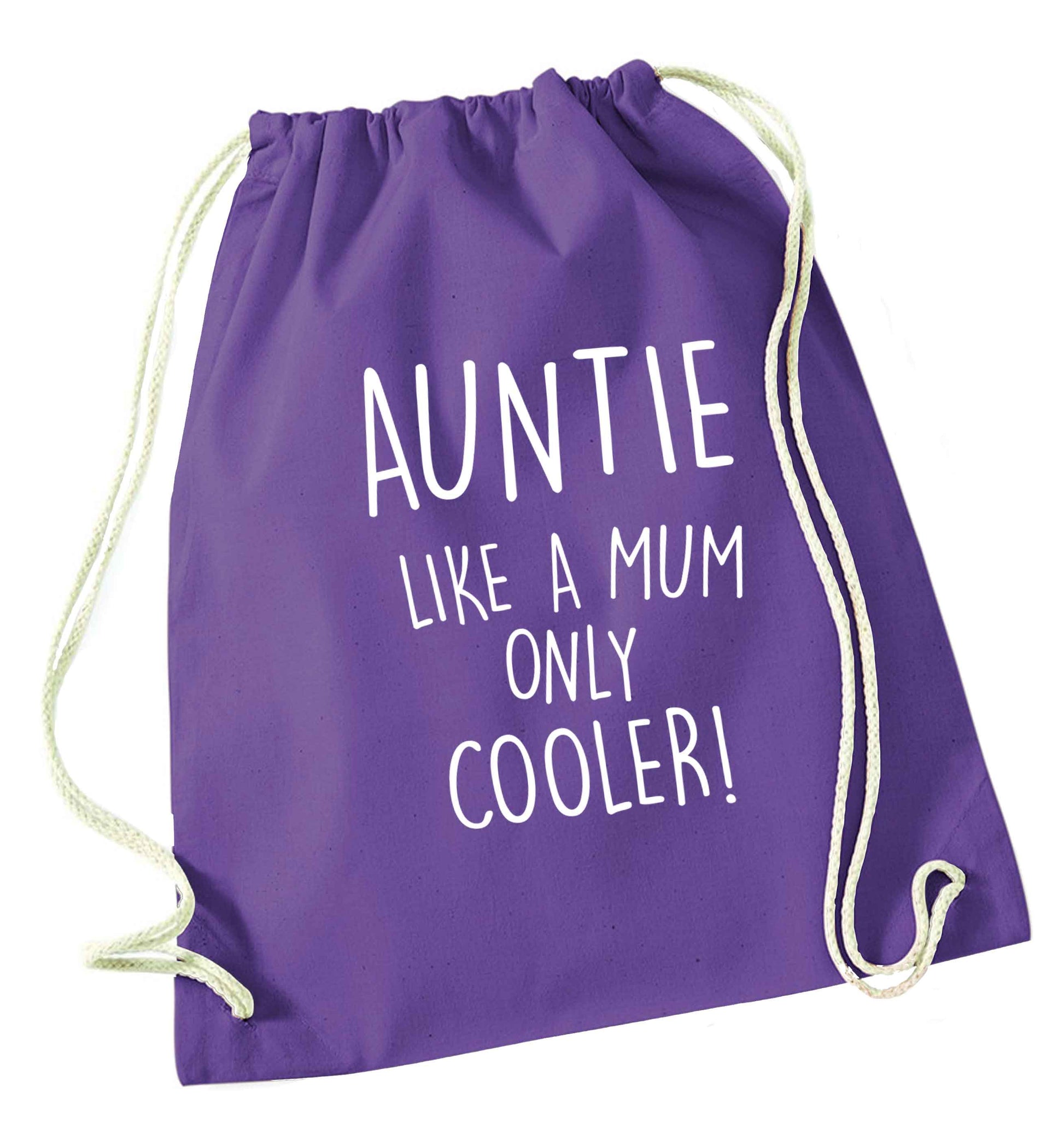 Auntie like a mum only cooler purple drawstring bag