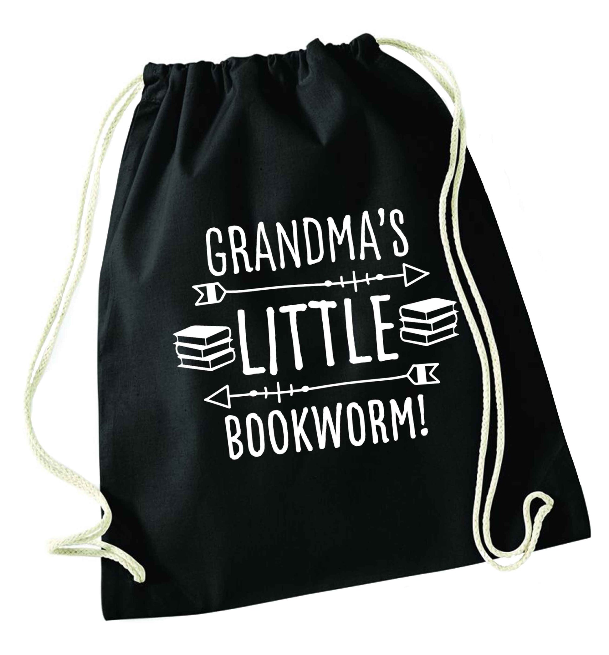 Grandma's little bookworm black drawstring bag