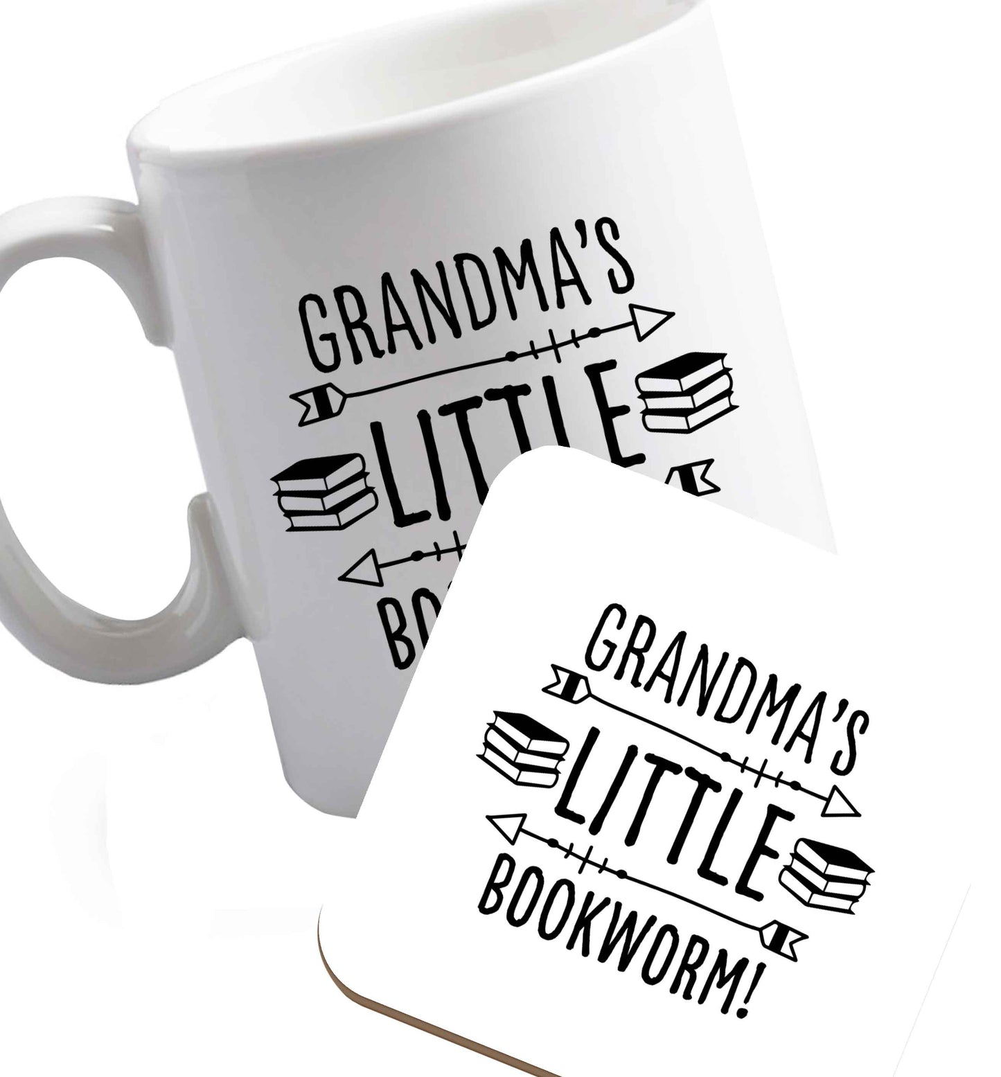 10 oz Favourite Type Pan Pancake ceramic mug and coaster set right handed