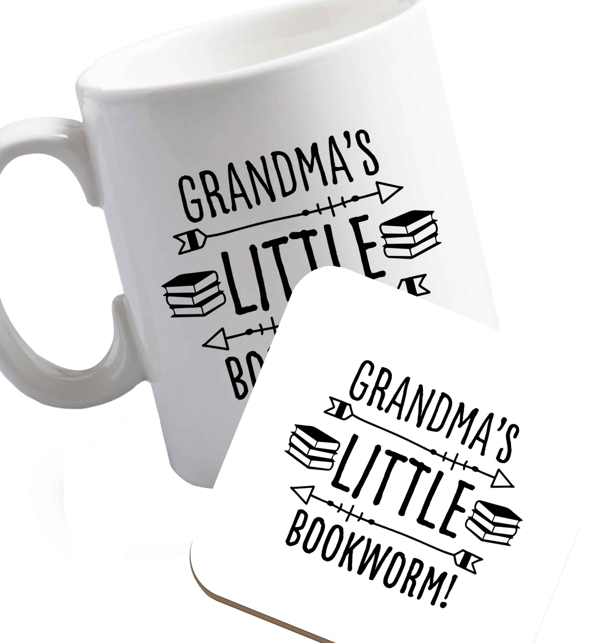 10 oz Favourite Type Pan Pancake ceramic mug and coaster set right handed