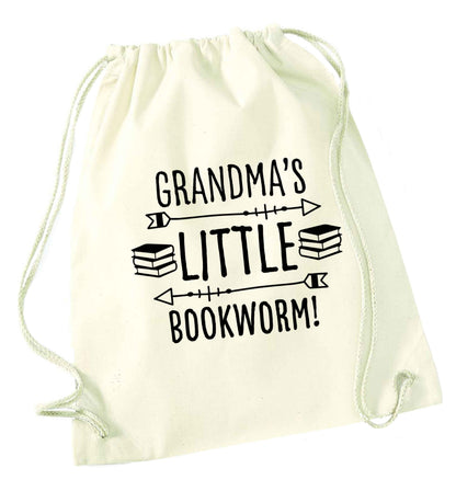 Grandma's little bookworm natural drawstring bag