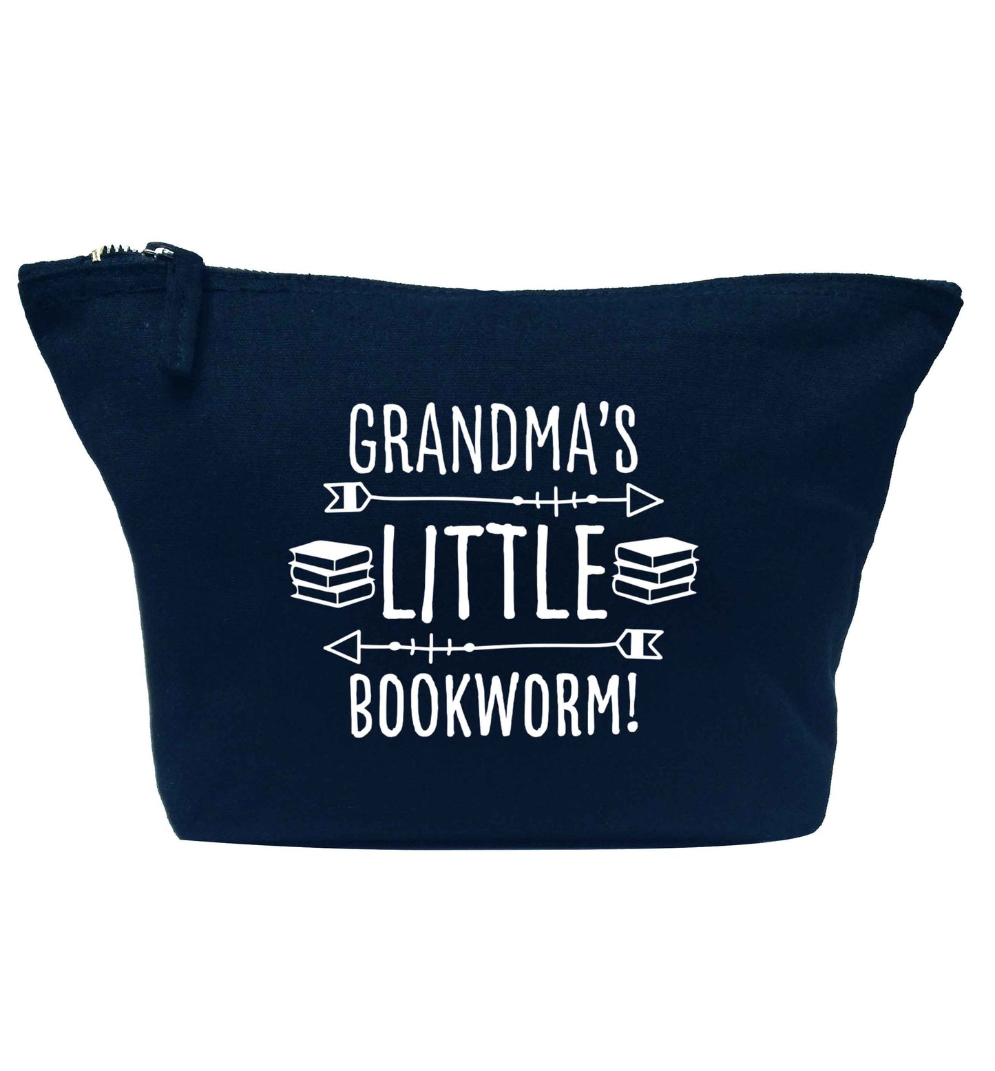 Grandma's little bookworm navy makeup bag
