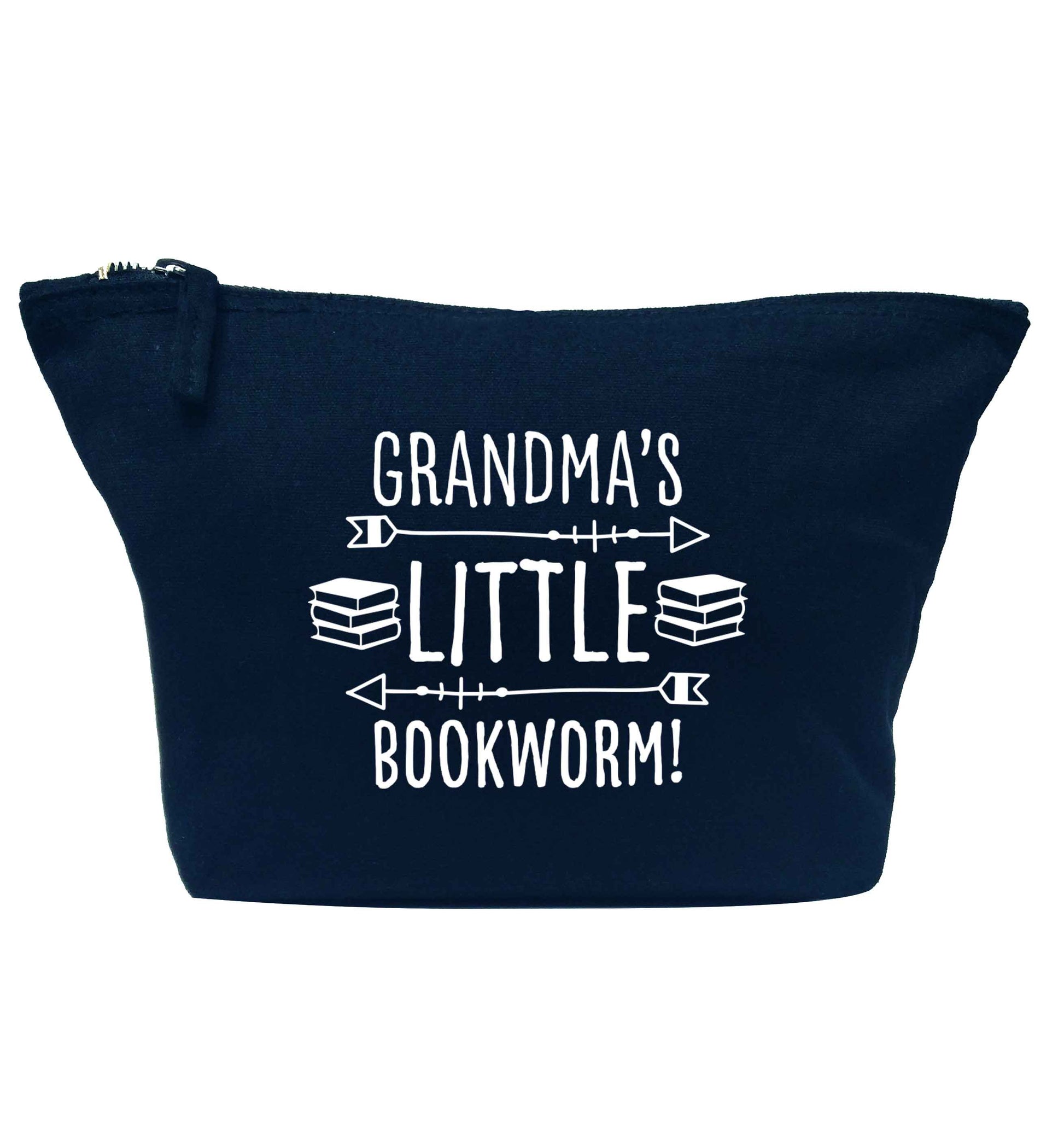 Grandma's little bookworm navy makeup bag