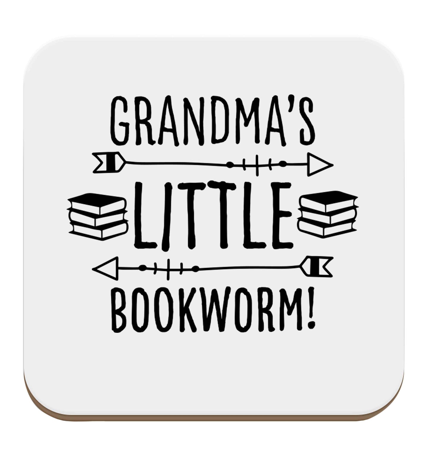 Grandma's little bookworm set of four coasters
