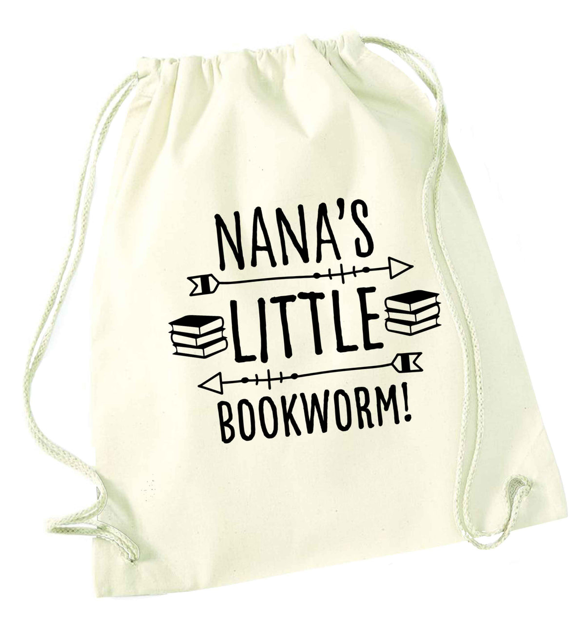 Nana's little bookworm natural drawstring bag