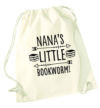 Nana's little bookworm natural drawstring bag