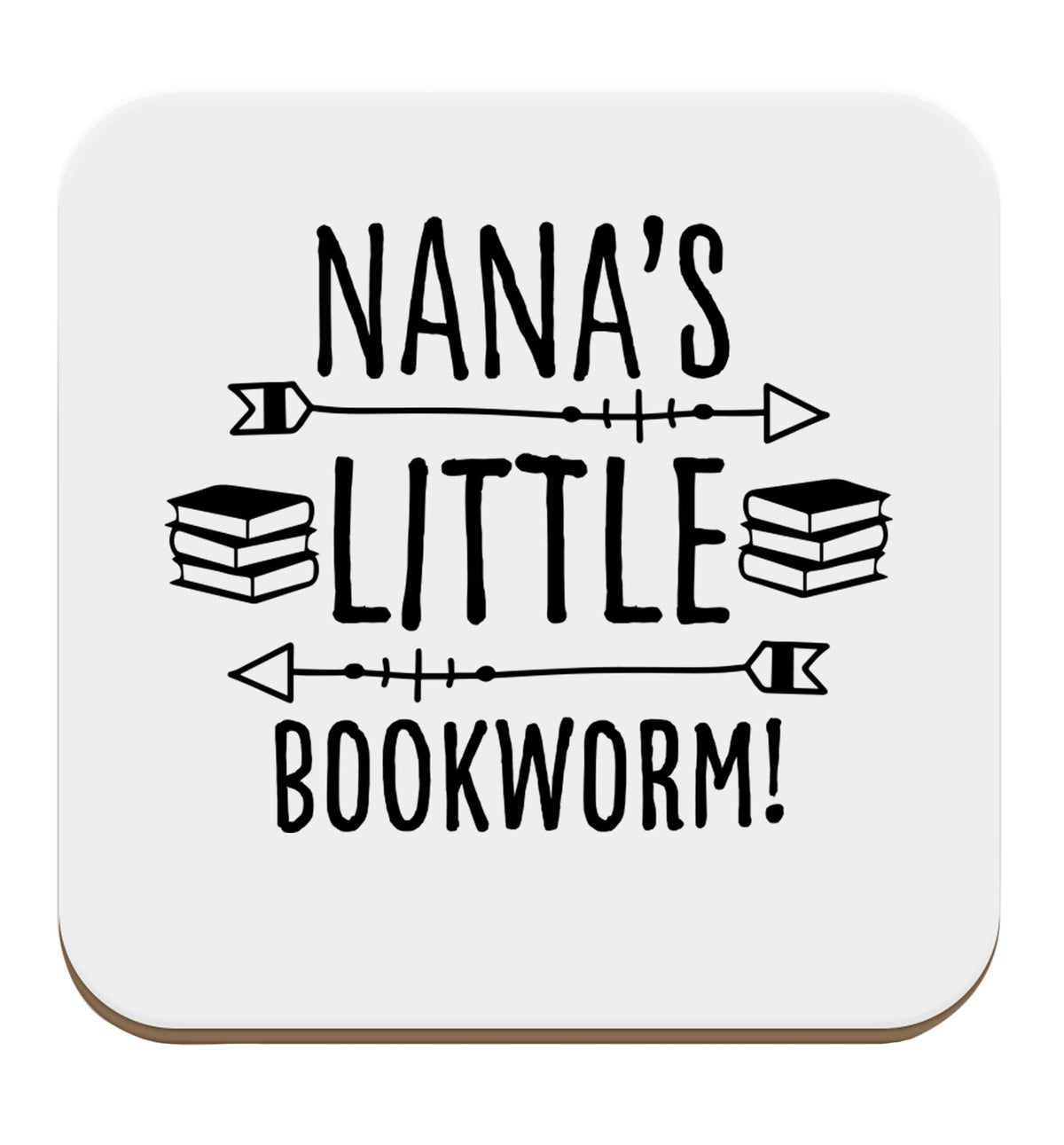 Nana's little bookworm set of four coasters