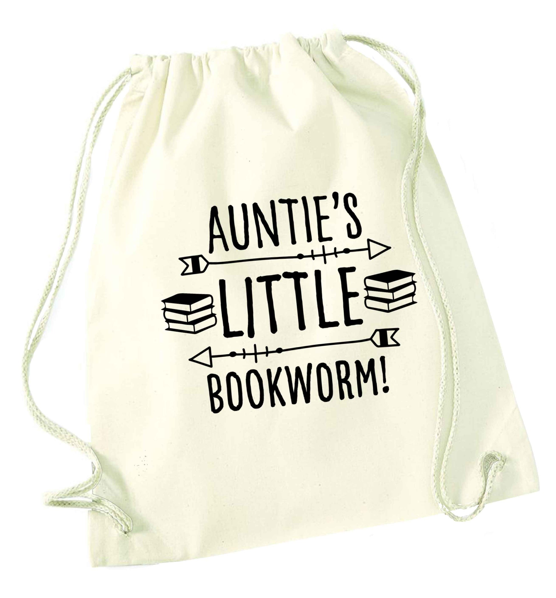 Auntie's little bookworm natural drawstring bag