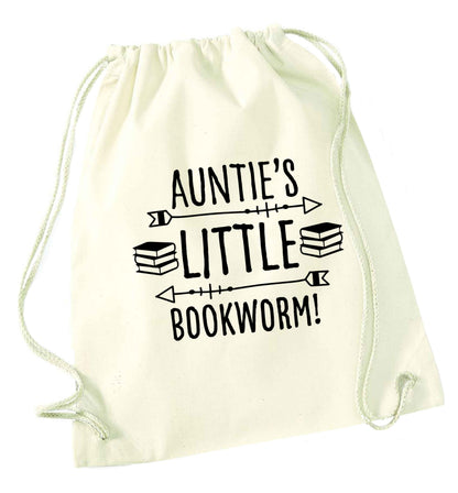 Auntie's little bookworm natural drawstring bag